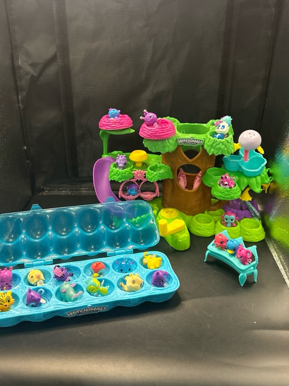 Hatchimals Playset with Treehouse and Egg Carton - Pink, Green, Blue